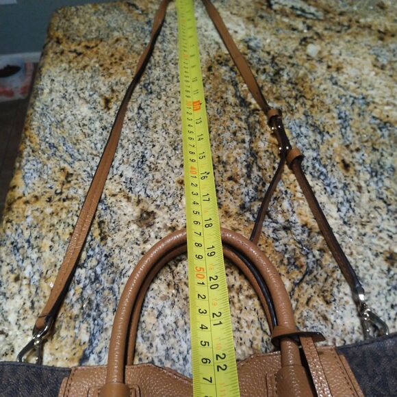 Michael Kors Mae Small Logo and Pebbled Leather Messenger Crossbody Bag Brown - Picture 13 of 16